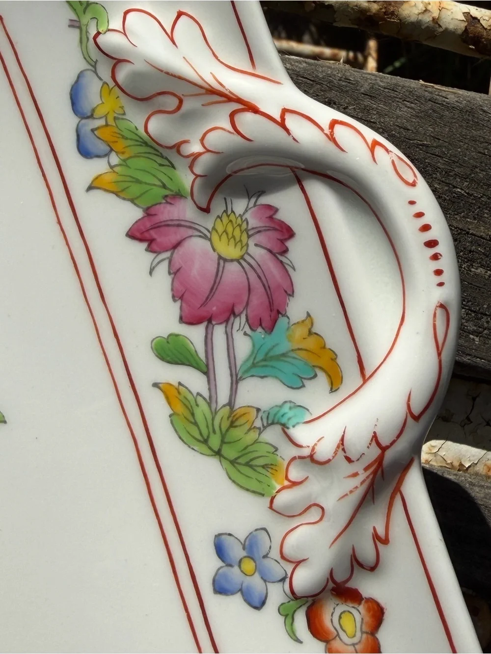 SPODE Famille Rose White Ceramic Octagonal Serving Platter Dish Plate England